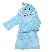 Load image into Gallery viewer, bata de tiburon de toalla para clases natacion azul