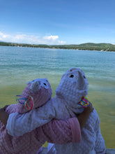 Load image into Gallery viewer, Pink unicorn hooded bathrobe