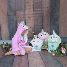 Load image into Gallery viewer, Pink unicorn hooded bathrobe
